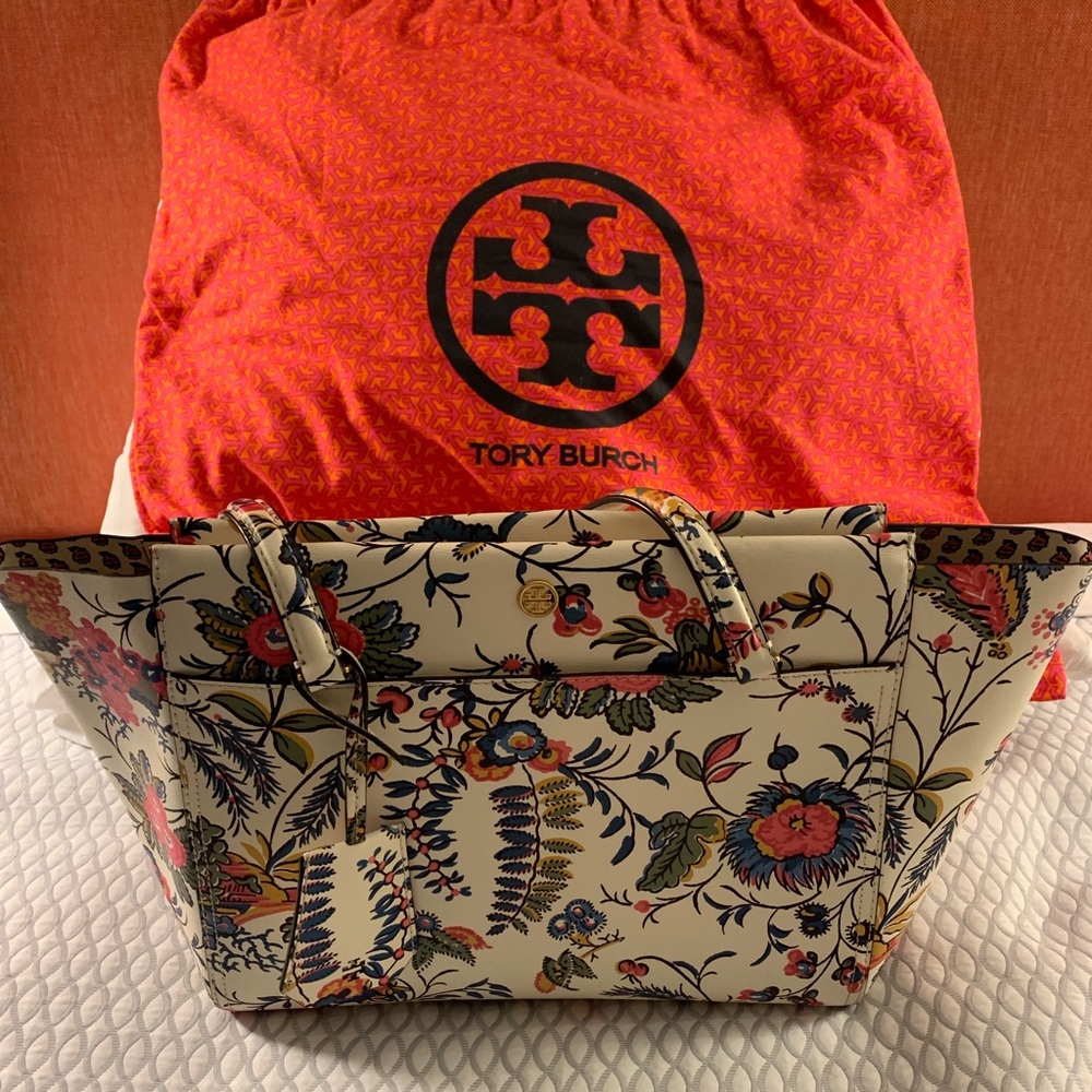 Tory Burch garden Ivory Gabriella floral tote